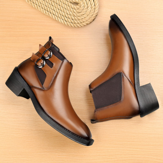 Men’s Premium Chelsea Boots – 2-Inch Height Boost Stylish Block Heel Shoes