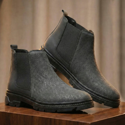 Men’s Designer Slip-On Boots Textured Finish Look