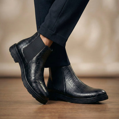 Premium Croc Finish Ankle Boots for Men – Smart Casual Wear