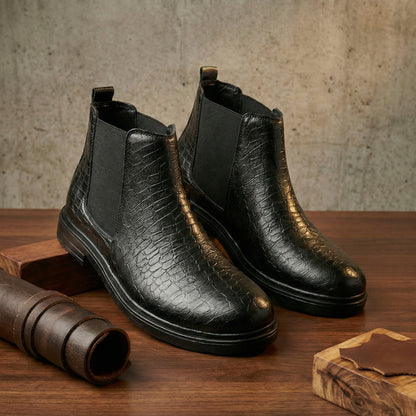 Premium Croc Finish Ankle Boots for Men – Smart Casual Wear
