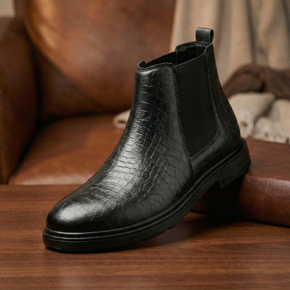 Premium Croc Finish Ankle Boots for Men – Smart Casual Wear