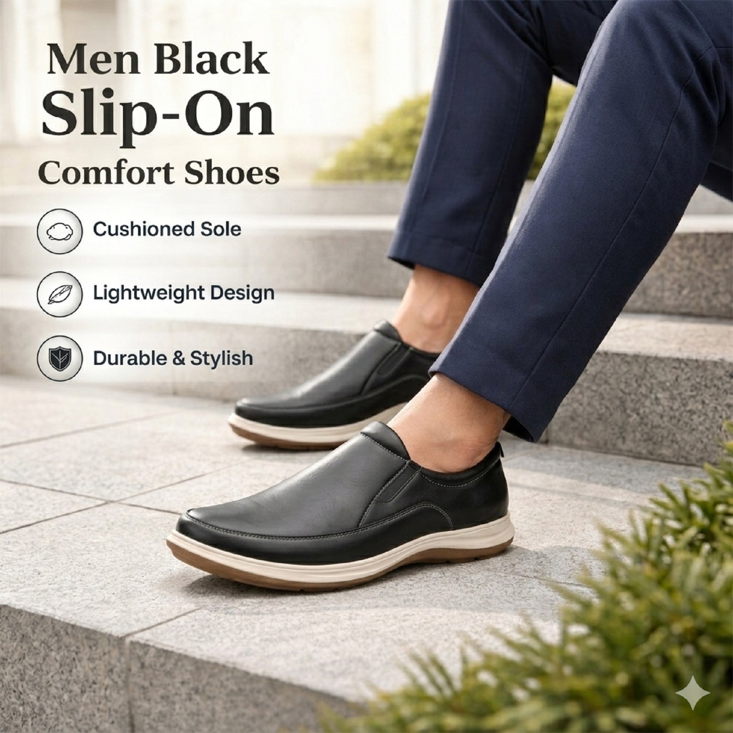 Men’s Casual Slip-On Shoes – Durable Comfort for Office & Walking