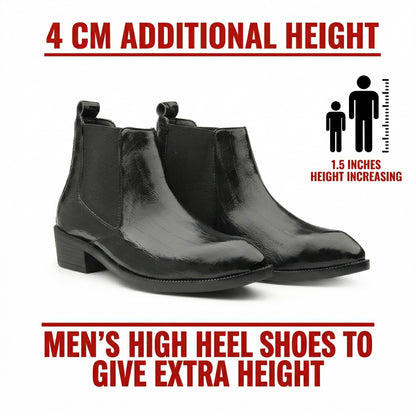 Men’s Fashion Croc Texture Boots – Slip-On Style with Side Buckle & Heel
