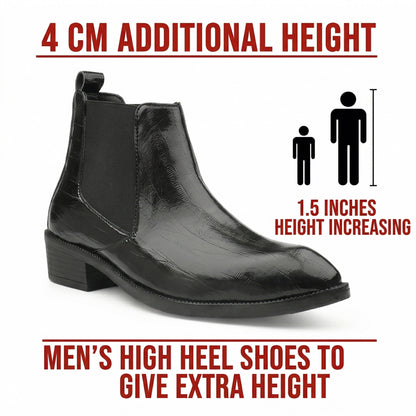 Men’s Height Increasing Chelsea Boots – Stylish Black Elevator Shoes