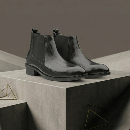 Men’s Height Increasing Chelsea Boots – Stylish Black Elevator Shoes