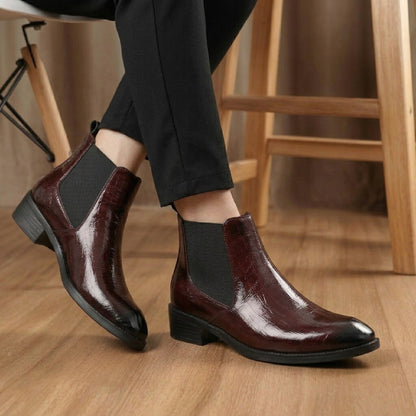Men’s Height Increasing Chelsea Boots – Stylish Black Elevator Shoes