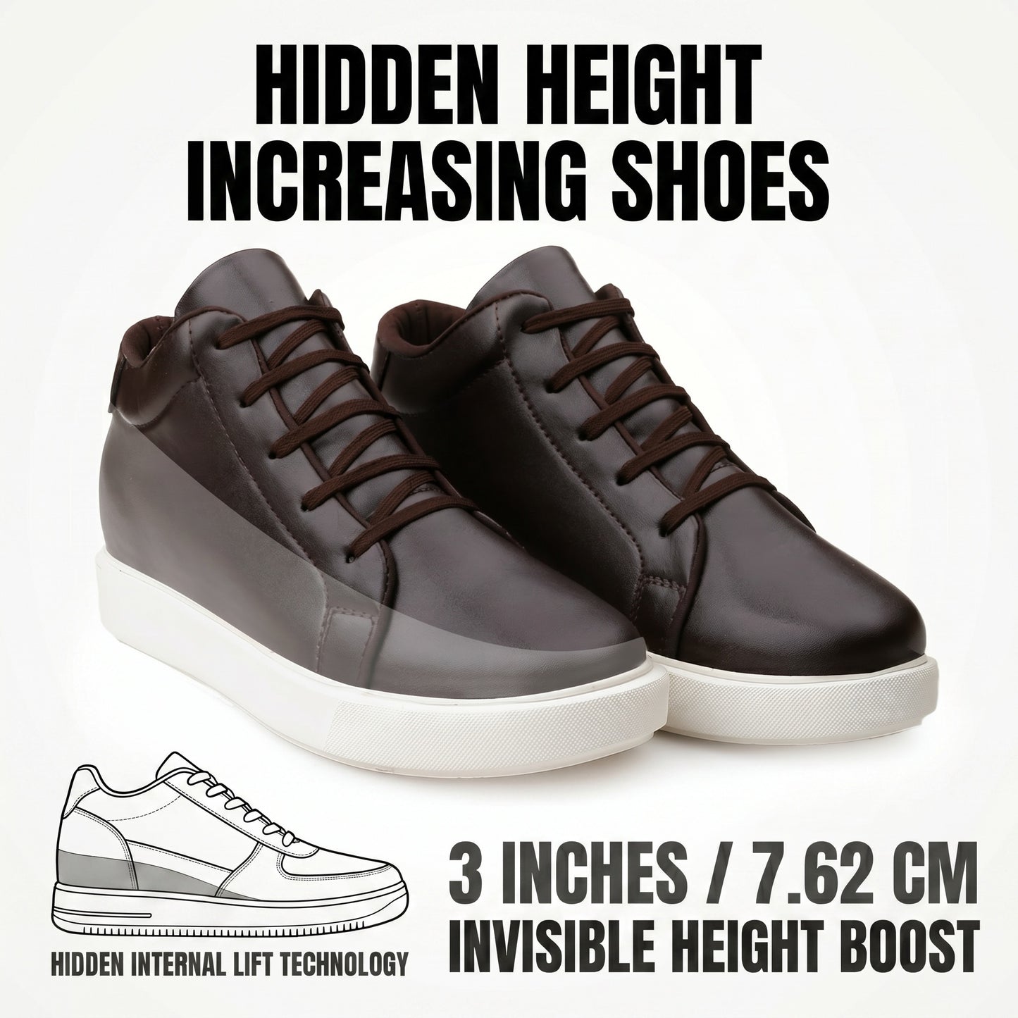 BXXY Elevator Shoes Add 7.62 CM Height with Style & Confidence