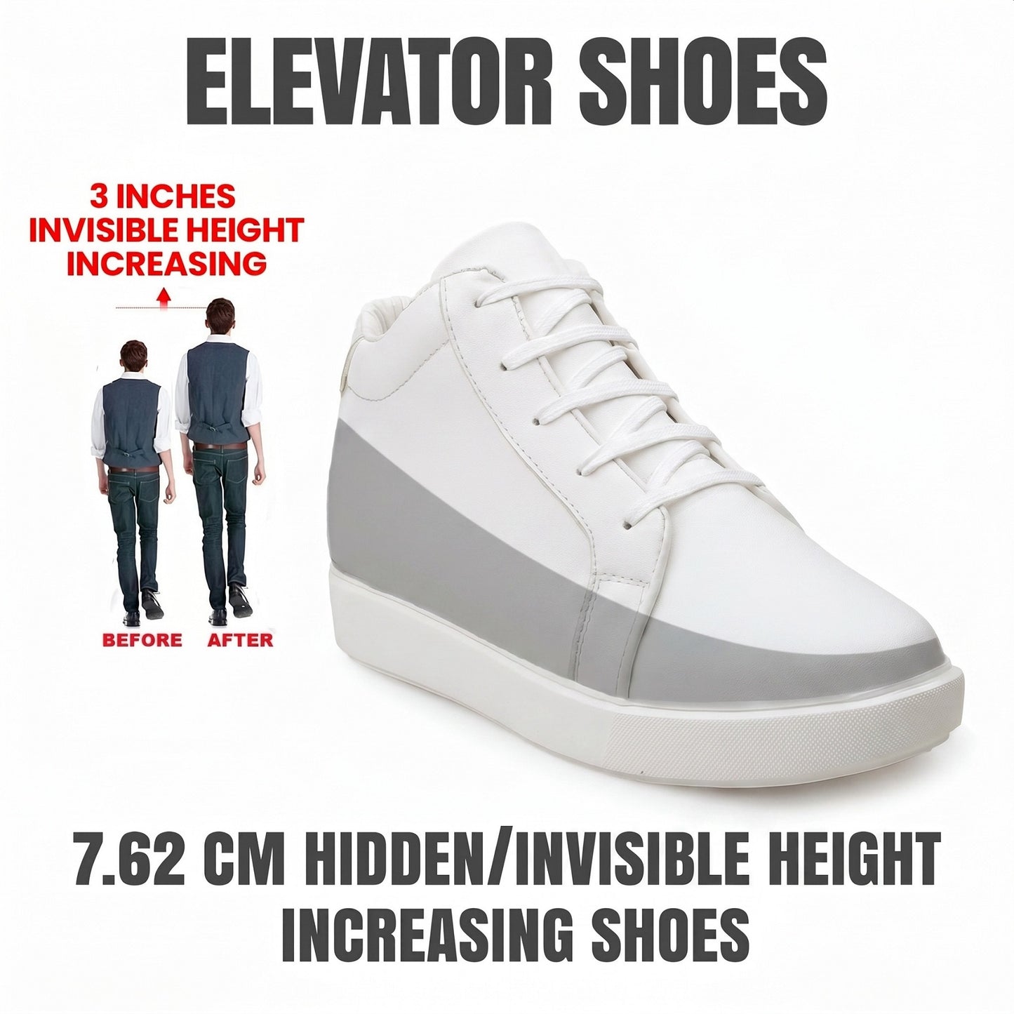 BXXY Elevator Shoes Add 7.62 CM Height with Style & Confidence