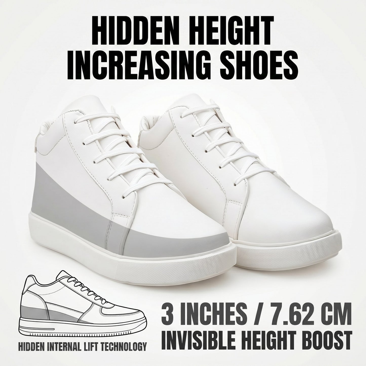 BXXY Elevator Shoes Add 7.62 CM Height with Style & Confidence