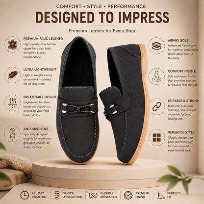 Mens Premium Faux Leather Loafers with AirMix Sole