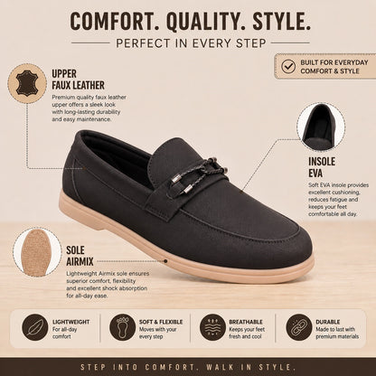 Mens Premium Faux Leather Loafers with AirMix Sole