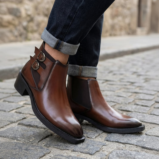 Men’s Chelsea Boots with 2-Inch Block Heel – Height Increasing Stylish Formal & Casual Boots