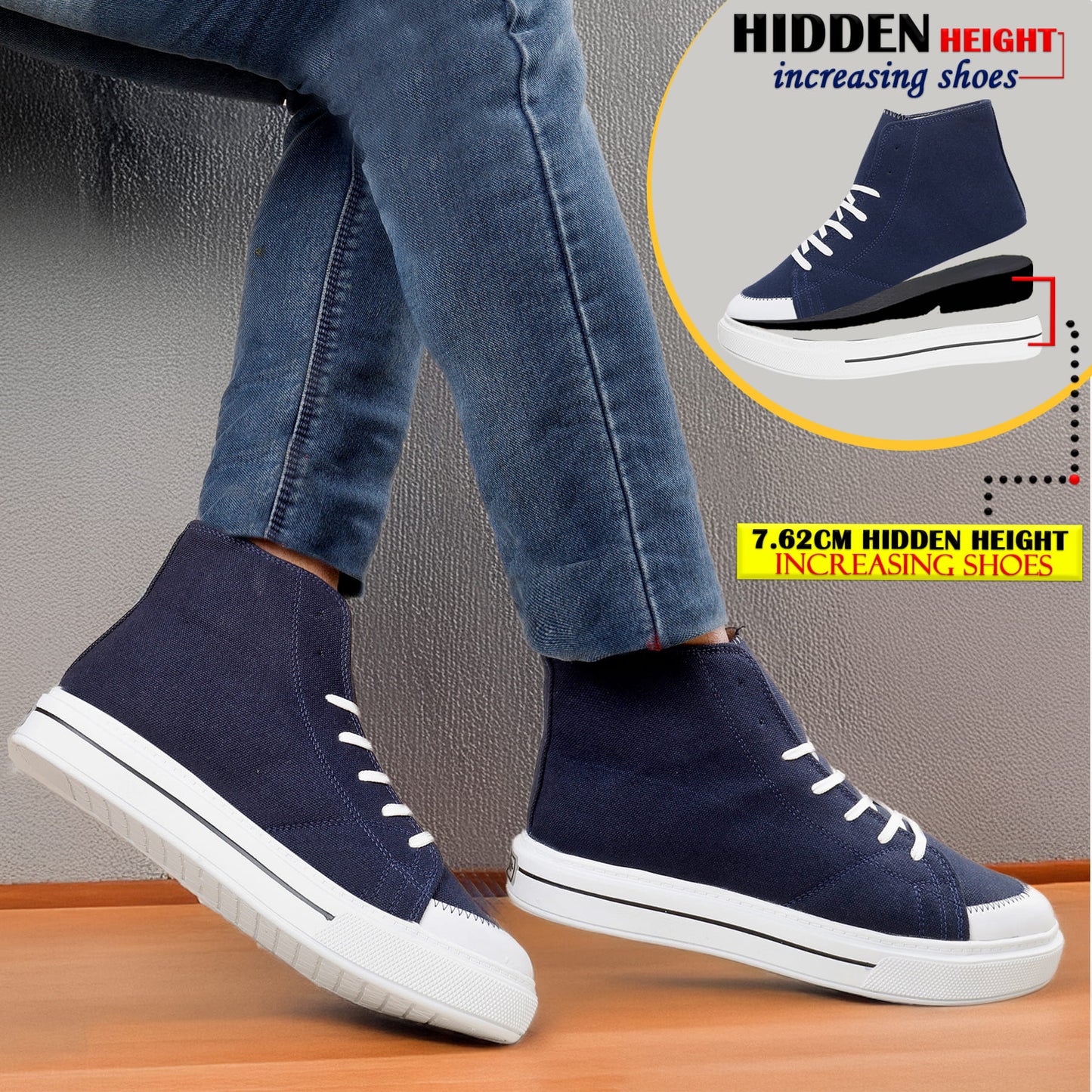BXXY Premium Elevator Sneakers with 3 Inch Hidden Lift and Everyday Comfort