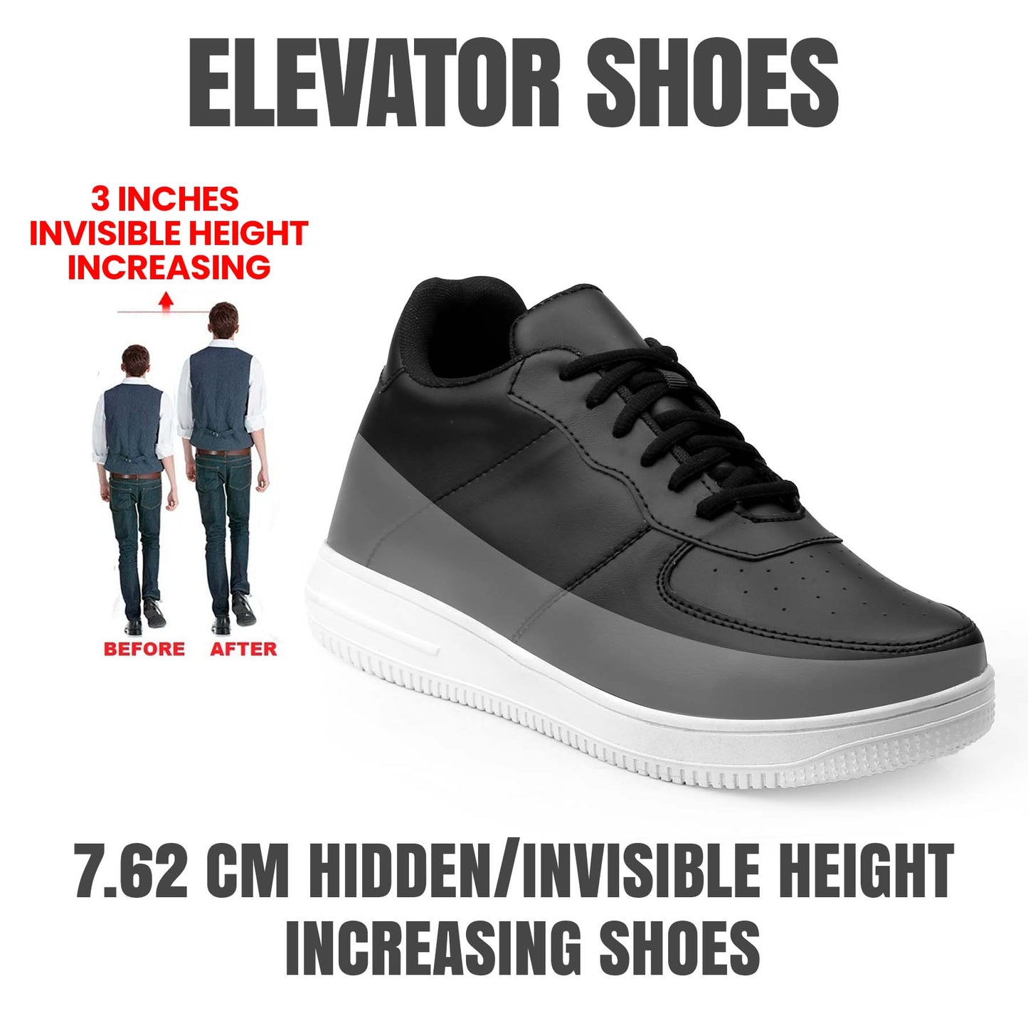 Walk Taller Instantly with Bxxy 7.62 CM Height Increasing Sneakers