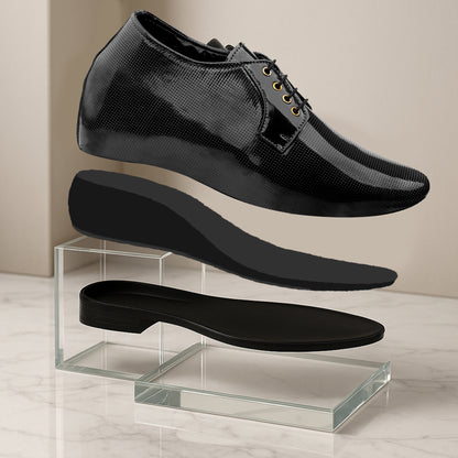 BXXY 9 cm (3.5 Inch) Height Increasing Patent Oxford Lace-Up Party Wear Shoes