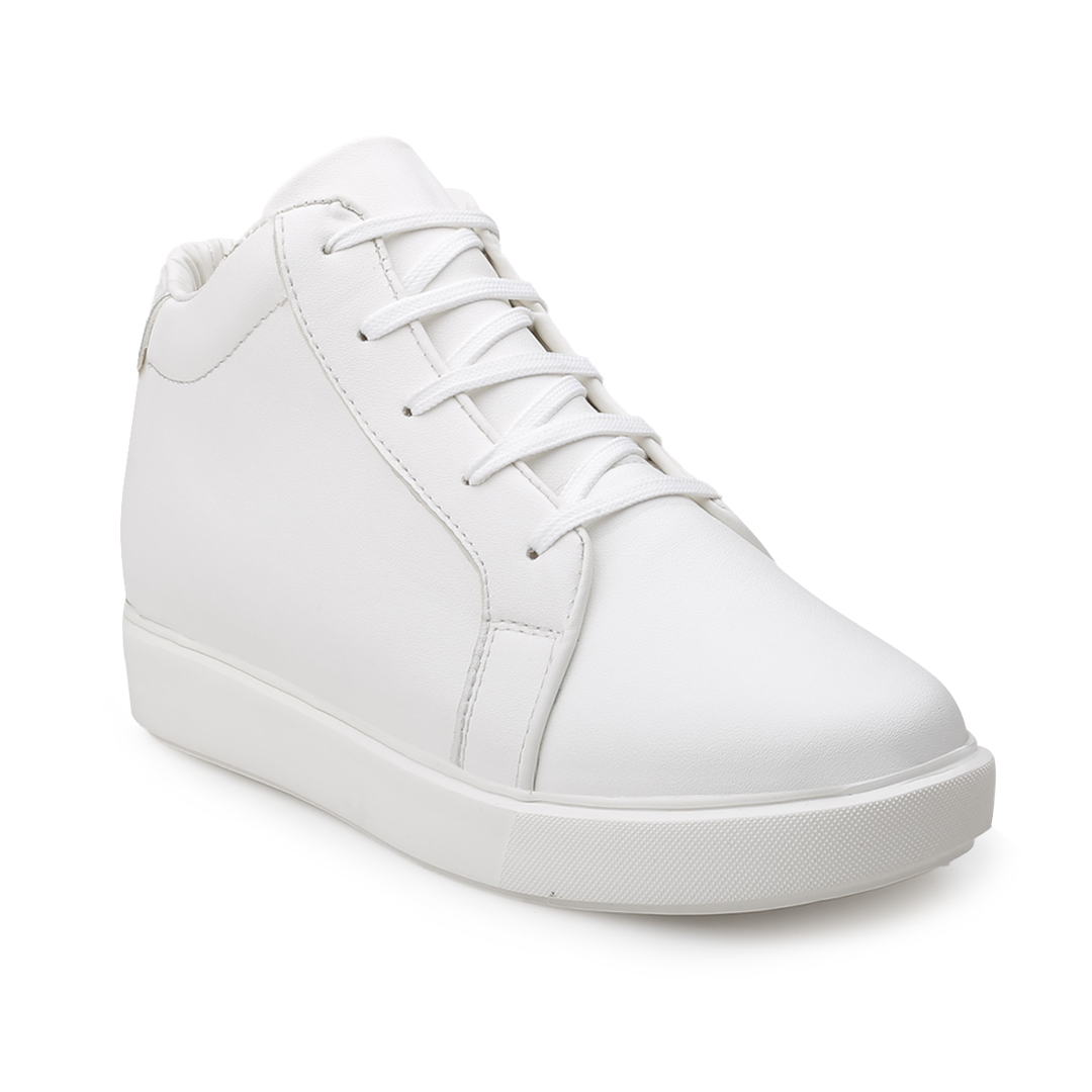 BXXY 7.62 CM Height Increasing Shoes for Men Invisible Elevator Sneakers - White