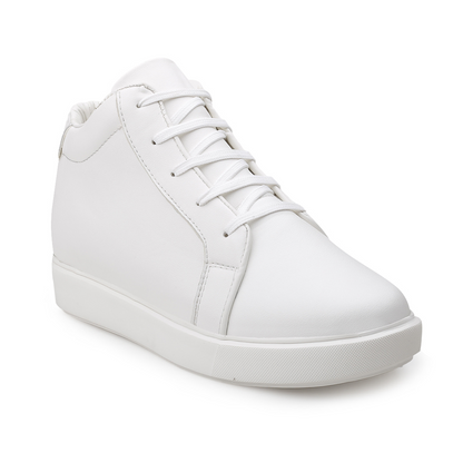 BXXY 7.62 CM Height Increasing Shoes for Men Invisible Elevator Sneakers - White