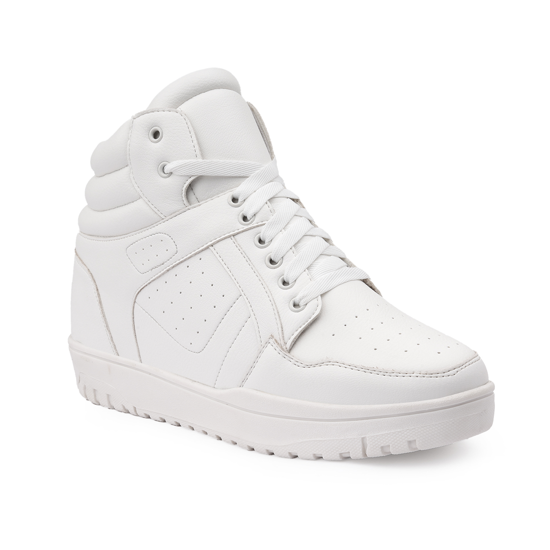 Bxxy Mens 9 CM Hidden Height Increasing High Top Sneakers - White