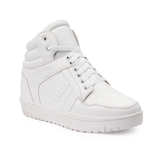 Bxxy Mens 9 CM Hidden Height Increasing High Top Sneakers - White