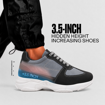BXXY Mens Hidden Height Increasing Sports Shoes 9CM Lift Sneakers - Black