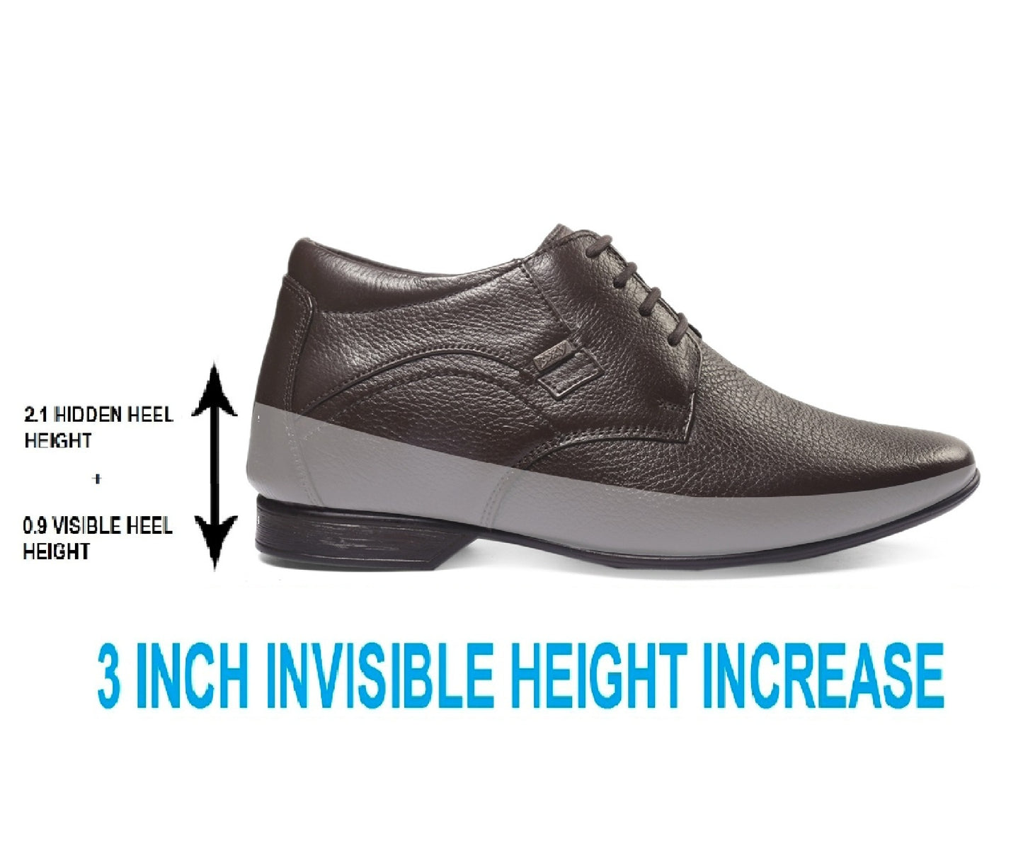 BXXY 3 Inch Elevator Formal Faux Leather Derby Shoes For Men