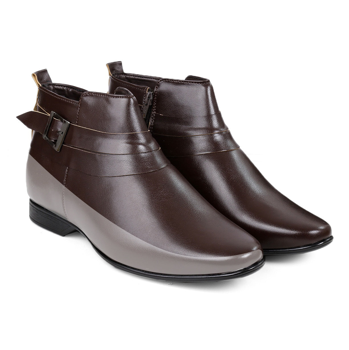 BXXY 3.5 Inch Height Increasing Formal and Casual Pu Leather Derby Boots for All Ocassions