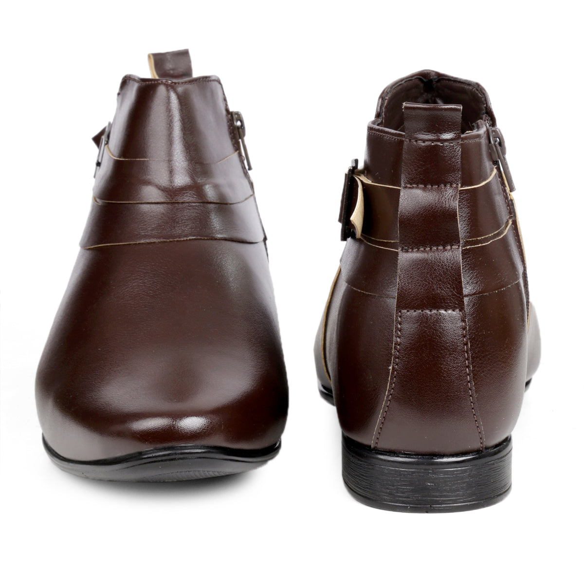 BXXY 3.5 Inch Height Increasing Formal and Casual Pu Leather Derby Boots for All Ocassions
