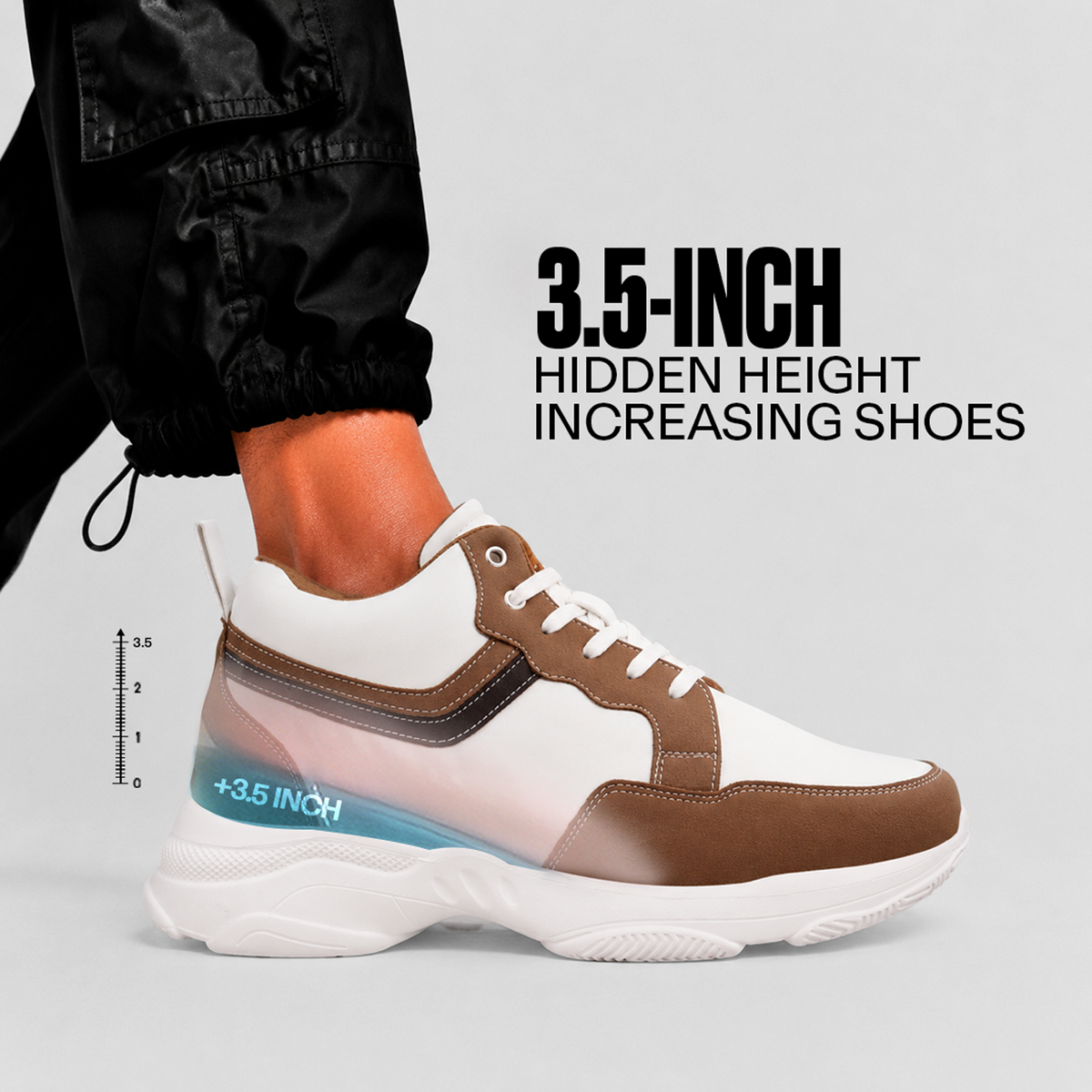 BXXY 9CM Height Increasing Modern Elevator Shoes - Brown