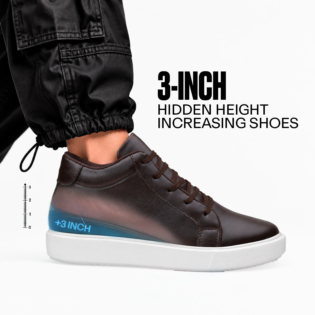 BXXY 7.62 CM Height Increasing Shoes for Men Invisible Elevator Sneakers - Brown