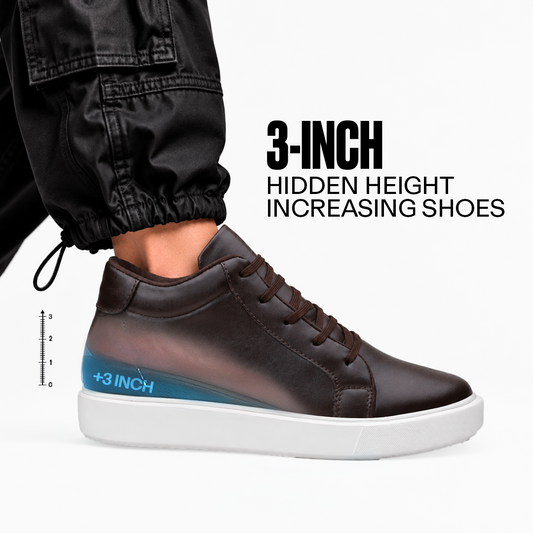 BXXY 7.62 CM Height Increasing Shoes for Men Invisible Elevator Sneakers - Brown