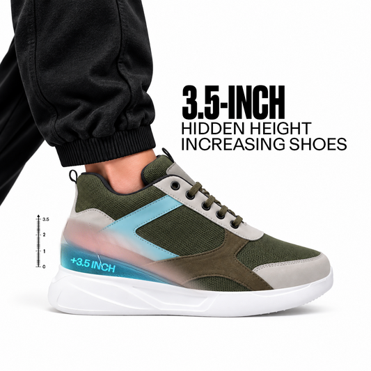 BXXY Mens Invisible Height Increasing Shoes Up To 9 CM Hidden Height Boost - Green