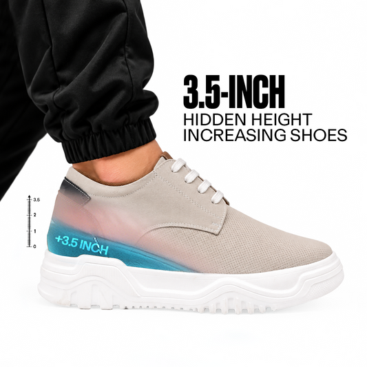 BXXY Mens Invisible 9 CM Elevator Shoes Lightweight Height Increasing Shoes - Beige