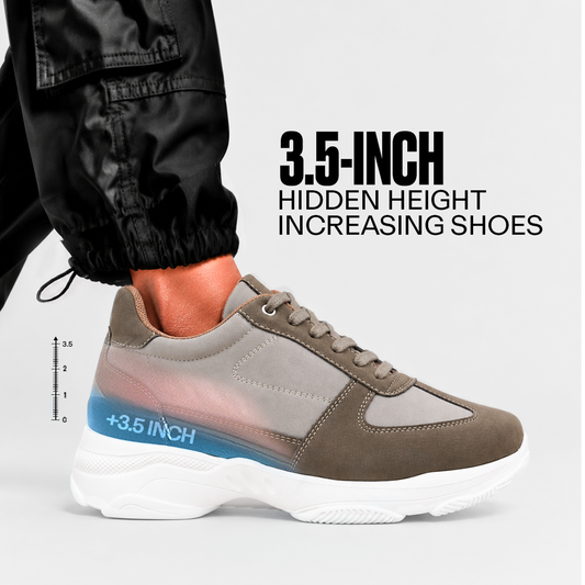 BXXY Mens Hidden Height Increasing Sports Shoes 9CM Lift Sneakers - Grey