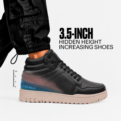 Bxxy Mens 9 CM Hidden Height Increasing High Top Sneakers -Black