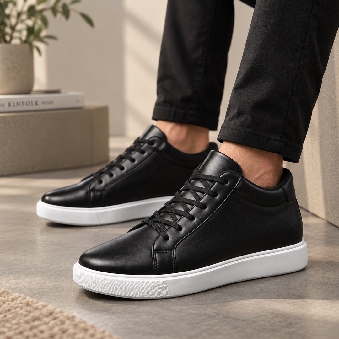 BXXY 7.62 CM Height Increasing Shoes for Men Invisible Elevator Sneakers - Black