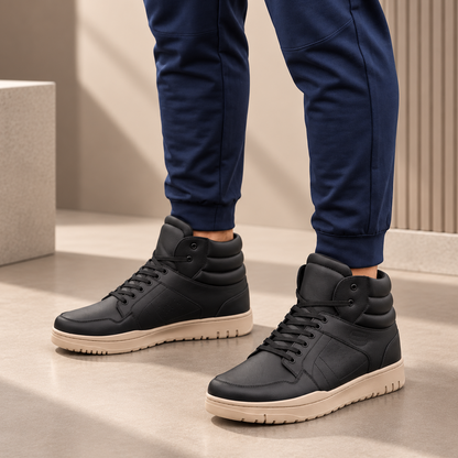 Bxxy Mens 9 CM Hidden Height Increasing High Top Sneakers -Black