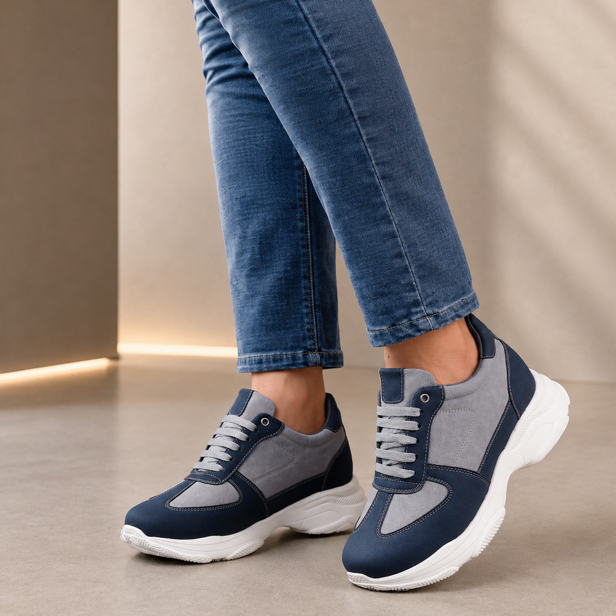 BXXY Mens Hidden Height Increasing Sports Shoes 9CM Lift Sneakers - Blue