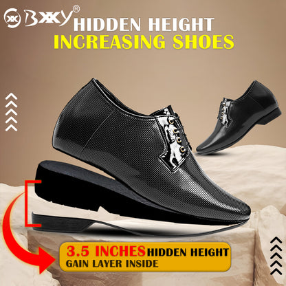 BXXY Men’s Lace-Up Patent Oxford Formal Shoes – Built-In 3.5 Inch (9 cm) Height Increase