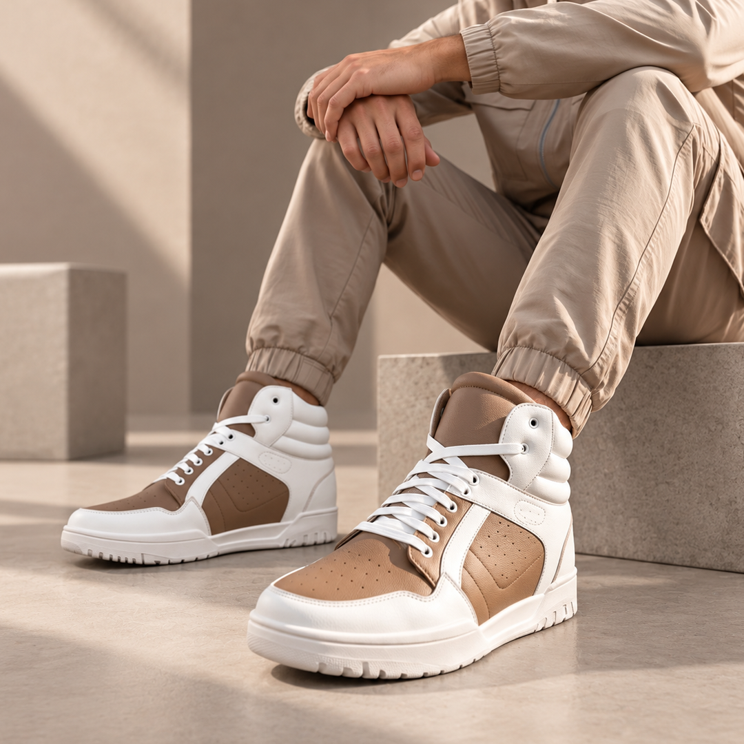 BXXY 9 CM Hidden Height Increasing Sneakers for Men - Beige