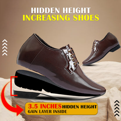 BXXY 9 cm (3.5 Inch) Height Increasing Patent Oxford Lace-Up Party Wear Shoes