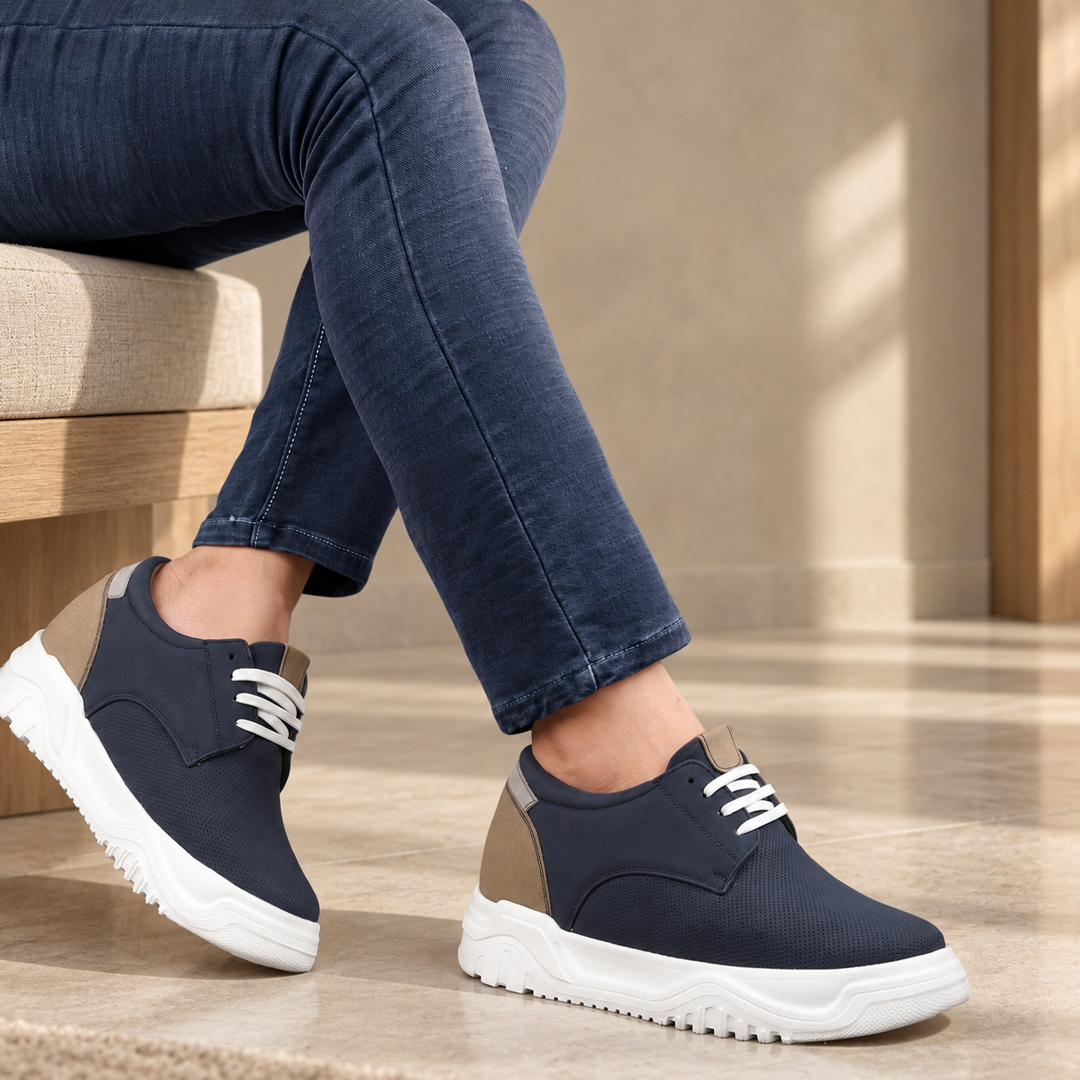 BXXY Mens Invisible 9 CM Elevator Shoes Lightweight Height Increasing Shoes - Blue