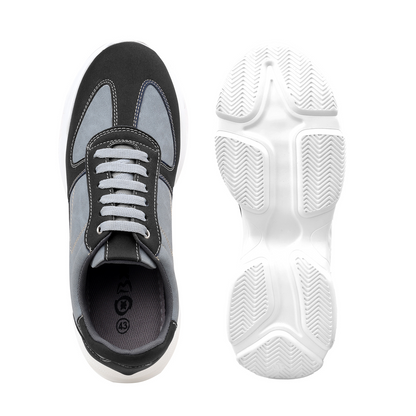 BXXY Mens Hidden Height Increasing Sports Shoes 9CM Lift Sneakers - Black