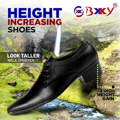 Men/s Height Increasing Derby Faux Upper Formal Wear Black Lace Up Shoes