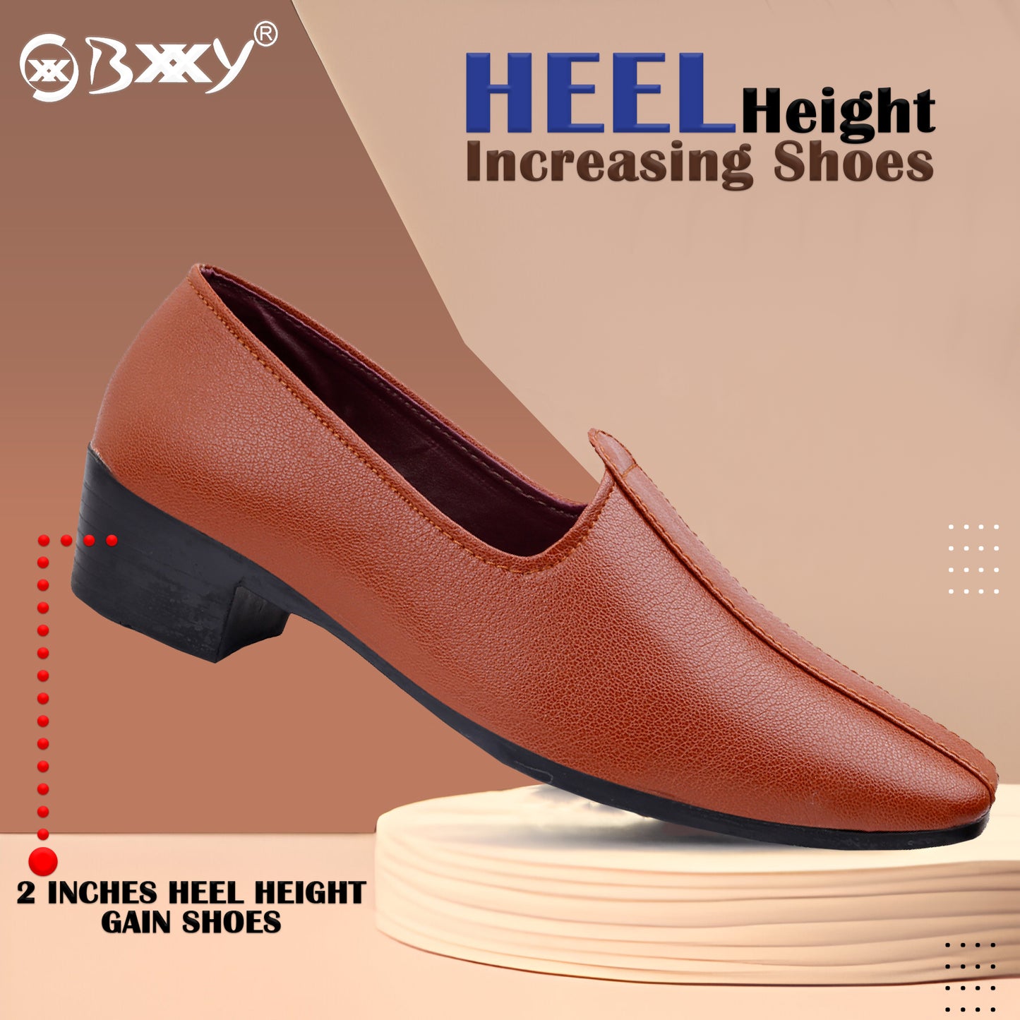 BXXY 2 Inch Height Increasing Men's Traditional Casual Punjabi Jutti