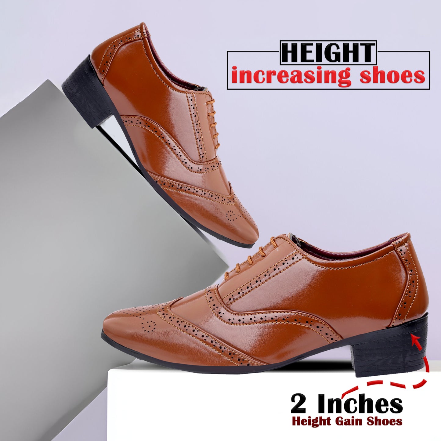 BXXY Height Increasing Formal And Office Wear Brogue Shoes For Men