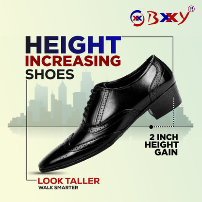 BXXY Men's Height Increasing Formal Brougue Faux Leather Oxford Shoes