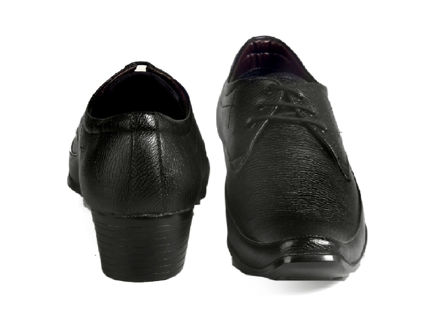 Men/s Height Increasing Faux Upper Formal Derby Black Lace-Up Shoes