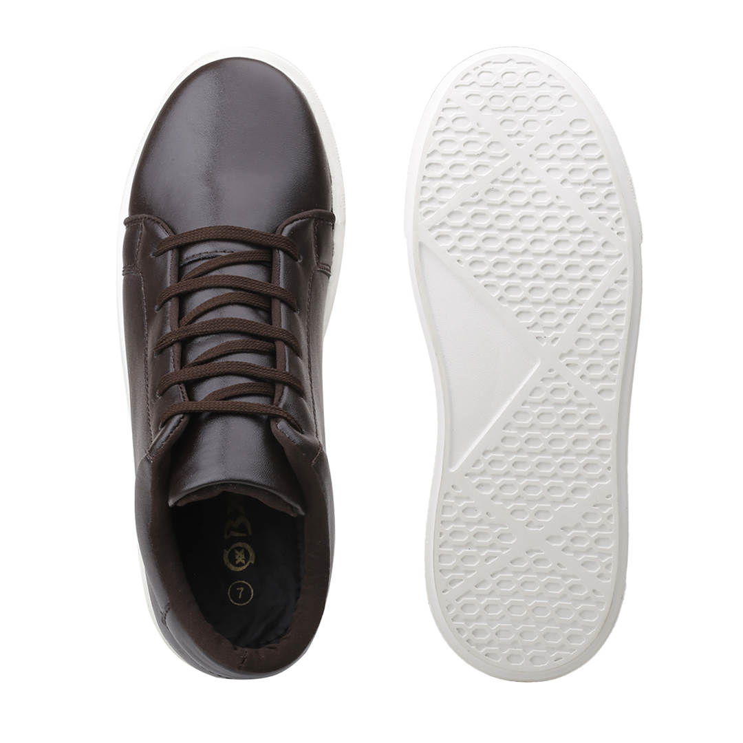 BXXY 7.62 CM Height Increasing Shoes for Men Invisible Elevator Sneakers - Brown