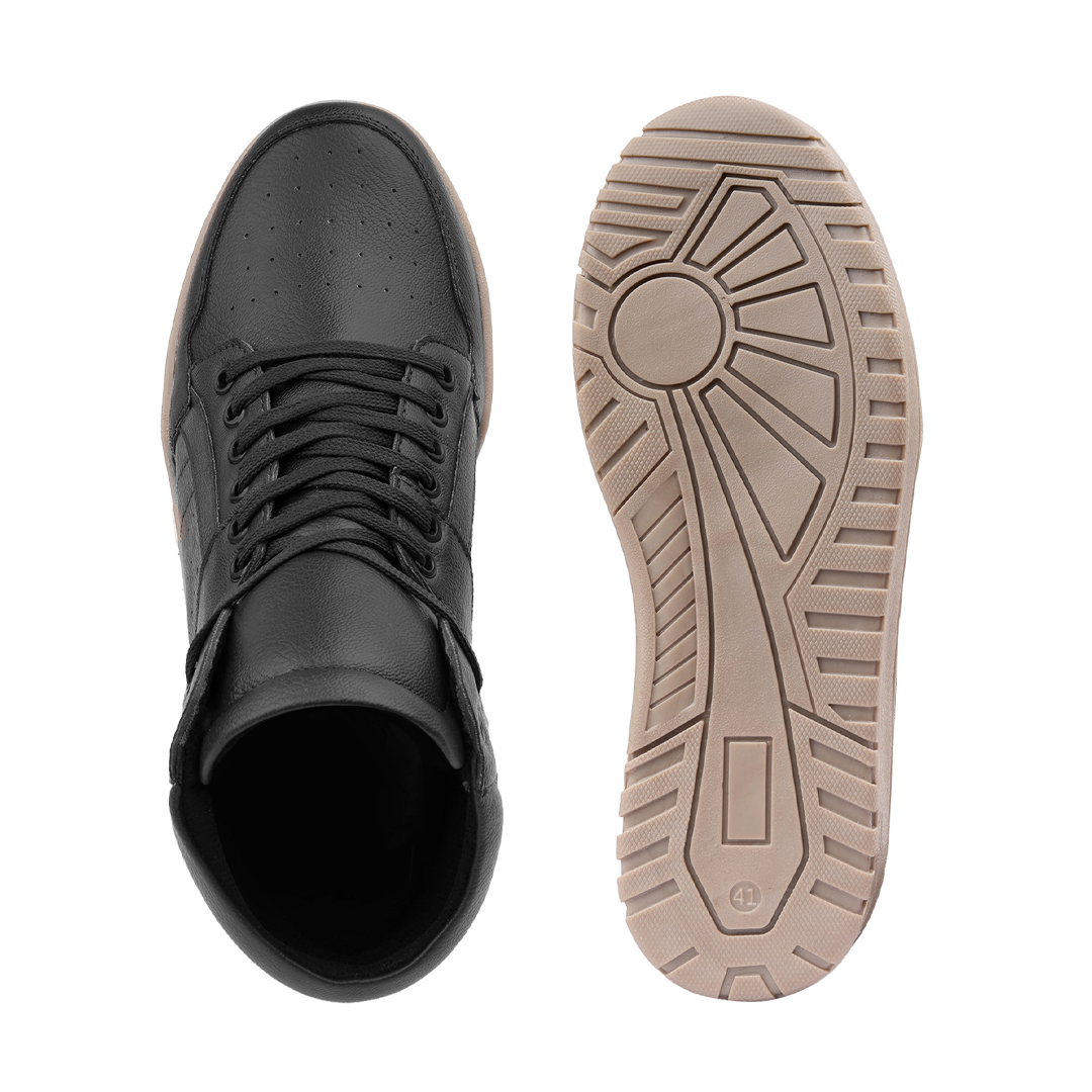 Bxxy Mens 9 CM Hidden Height Increasing High Top Sneakers -Black