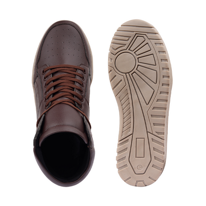 Bxxy Mens 9 CM Hidden Height Increasing High Top Sneakers - Brown